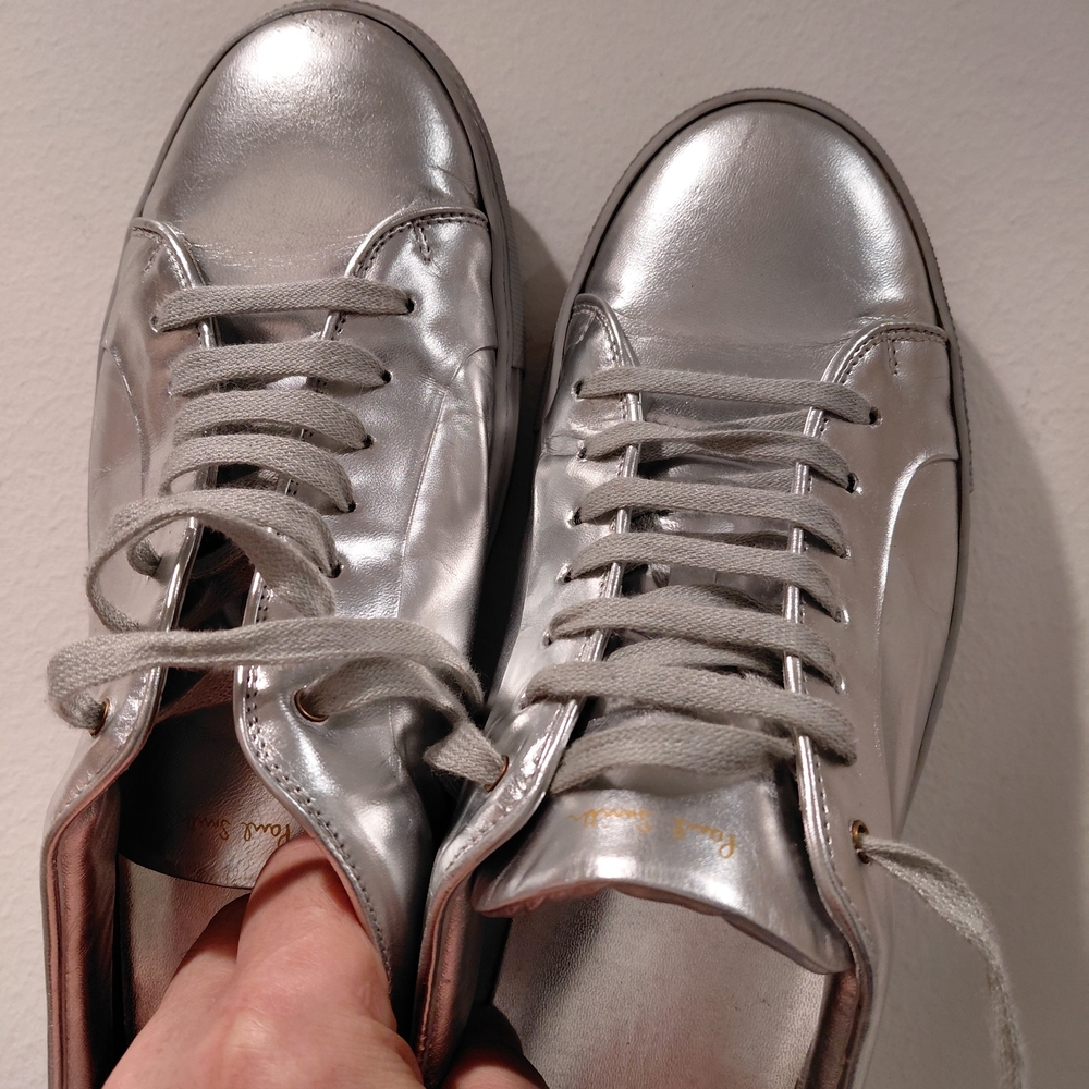 PAUL SMITH Italy Men's Silver Sneakers Size 10 Low Rise